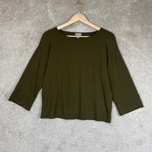 J Jill Wearever Shirt Womens Extra Small Green 3/4 Sleeve Pullover Stretch-2412*