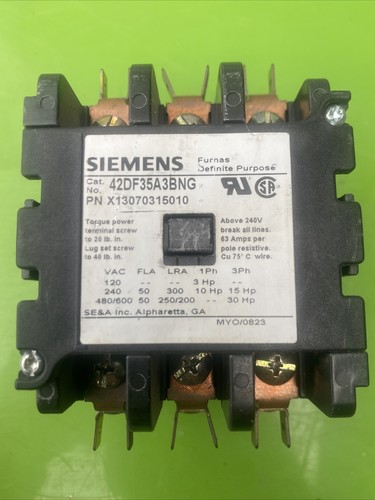 Siemens X13070315010 Definite Purpose Contactor 42DF35A3BNG 24V 50/60HZ - Picture 3 of 8