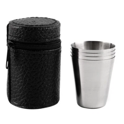 4er Set Stapelbare Becher Edelstahl Trinkbecher Camping Mixbecher Stamperl 30ml - Bild 1 von 4