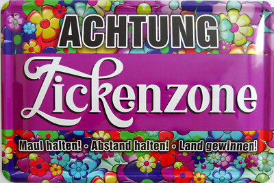 Blechschild Schild 20x30 cm - Zickenzone Maul halten Land gewinnen Frauen 
