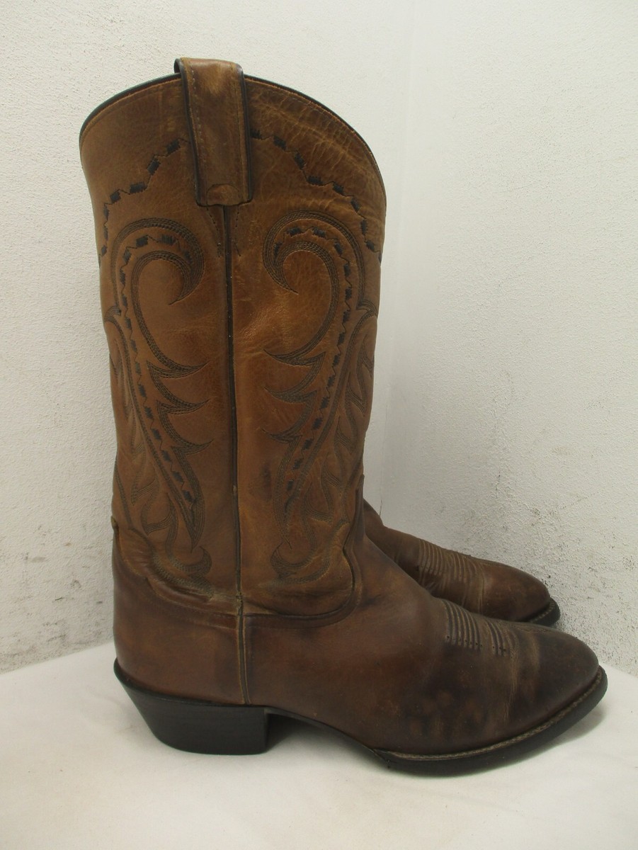 Tony Lama Brown Leather Cowboy Boots Mens Size 10 EE Style 