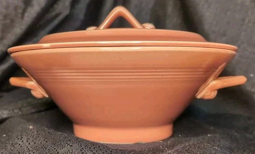 Homer Laughlin Harlequin Covered Casserole Vintage Fiesta Rose - Rare Color