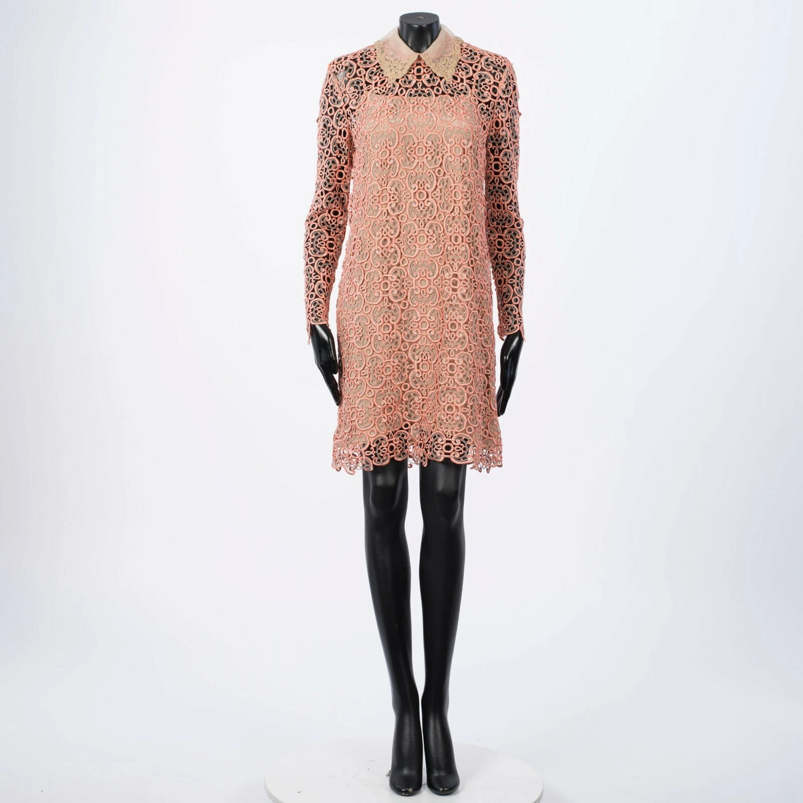 Fendi — FENDI 5900$ Shift Dress - Macramé Lace Sheer Yoke