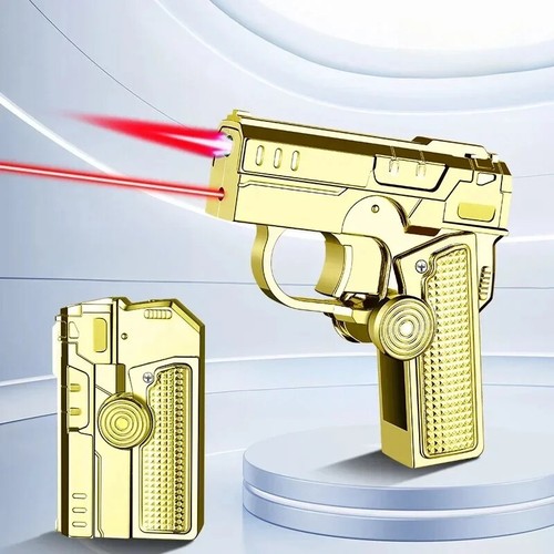 Windproof Double Folding Inflatable Lighter Metal Jet Red Flame Fashion Gift - Picture 3 of 19