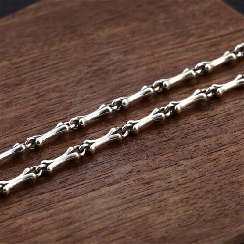 3MM Real 925 Sterling Silver Punk Retro Skull Bone Link 3MM Real 925 Sterling Silver Punk Retro Skull Bone Link