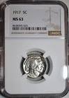 NGC MS-63 1917-P Buffalo Nickel, Razor-Sharp, Blazing specimen.