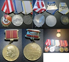 Group Russia Soviet USSR Order of the Red Banner Medals Bravery, Combat Service