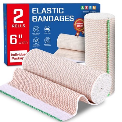 Premium 2 Pack Elastic Bandage Wrap 6 Inch, Compression Wrap Bandage for Legs...