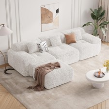 L Shape Boneless Sofa Chenille Modular Corner Cloud Couch Memory Foam 3-4 Seater