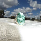 BEAUTIFUL VINTAGE STERLING SILVER CHINESE JADE RING SIZE 8.5 GREAT DESIGN