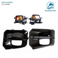 A Pair Fog Light Cover For 2016-2021 Toyota Tacoma Black Front Left and Right Bumper Insert Bezel trim 5212804040 5212704040 Opening cover | Without