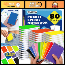 Mini Spiral Notebooks Bulk 3"x5" - 80 Pack Pocket Notepads for School Office