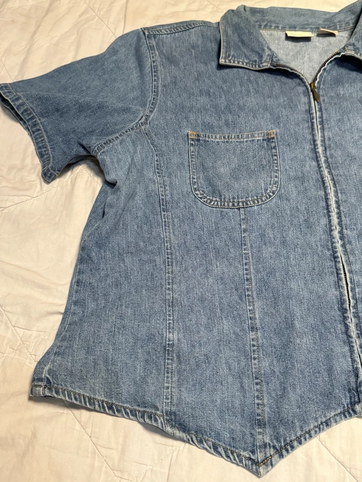 Chaqueta Camisa Vintage Crossroads Denim Cremallera 20W Western Boho Y2K Algodón Cambray Foto 2 de 4