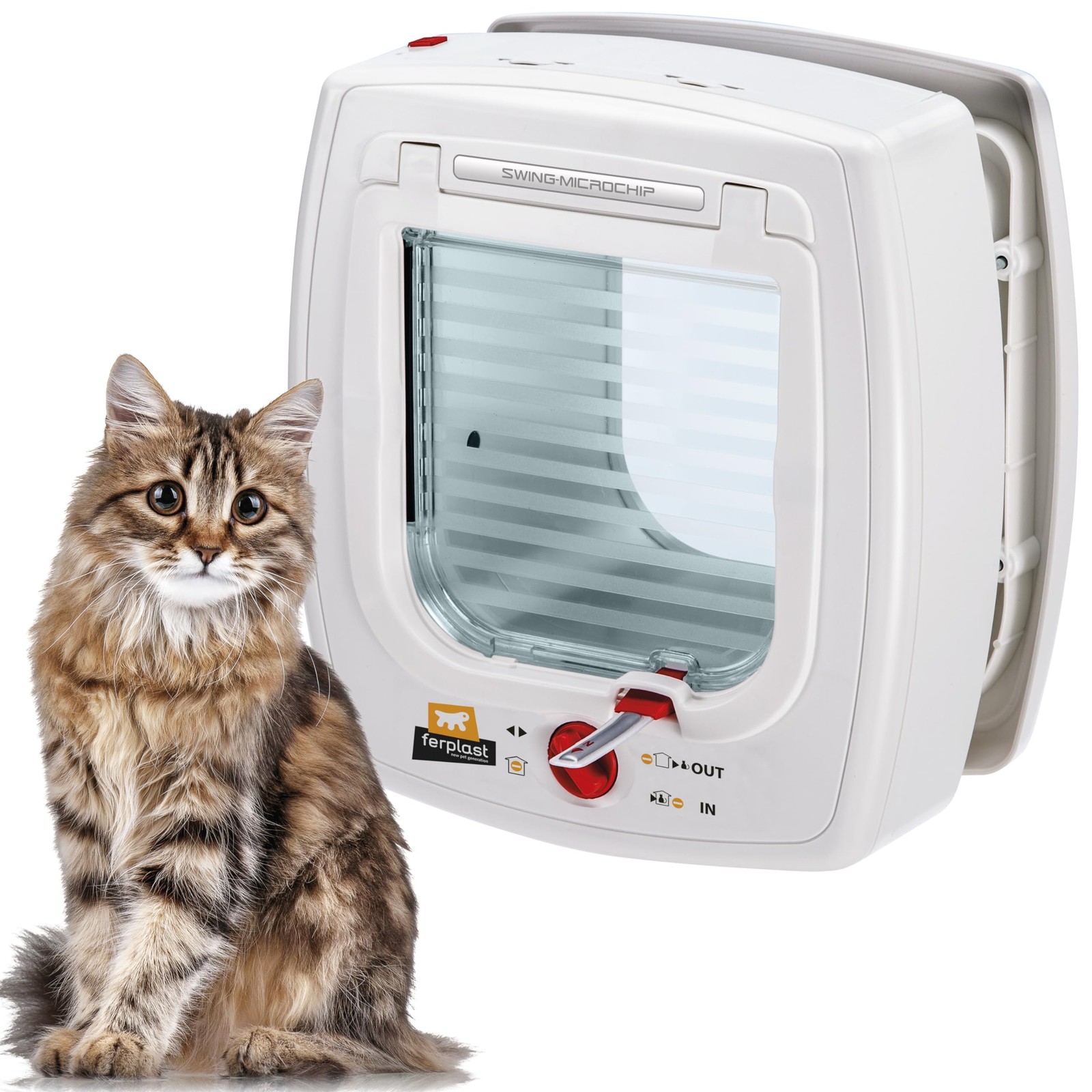Ferplast Swing Microchip Cat Flap, 4-Way Lock, White