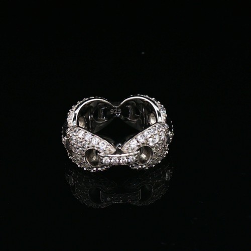 10mm Moissanite Sterling Silver Gucci link ring Size 6