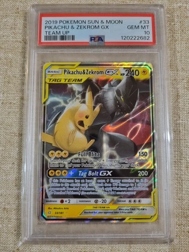 PSA 10 Pikachu & Zekrom GX Team Up 33/181 Ultra Rare Holo SM 2019