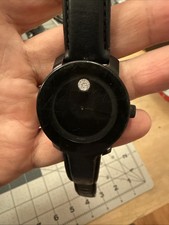 Movado Bold Watch Crystal Blk Purple Leather Strap Swiss 36mm MB.01.3.29.6024