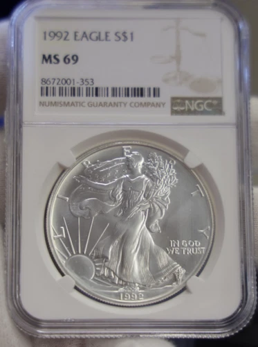 1992  US Silver Eagle $1 NGC MS69