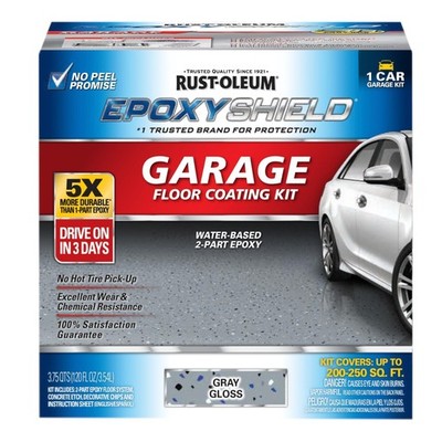 Rust-Oleum EpoxyShield 1-Car Garage Floor Coating Kit, Gray, Gloss, Model#