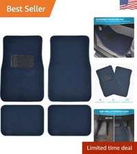 Elegant Blue Carpet Floor Mats With Heel Rest - Universal Fit For All Vehicles
