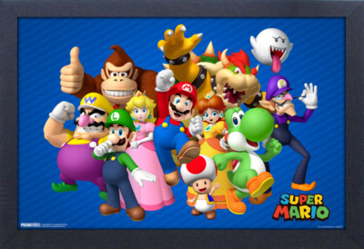 SUPER MARIO GROUP VIDEO GAME 13x19 FRAMED GELCOAT POSTER DONKEY