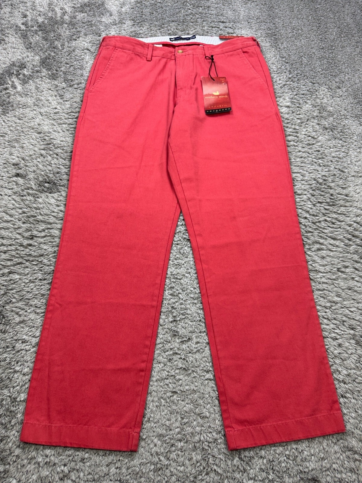 Southern Marsh Pants Men 34x32 Red Wharf Regatta Flat Front Slack Golf Chino NWT