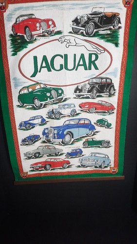 Vintage Jaguar Memory Designs Tea Towel RARE - Picture 2 of 14
