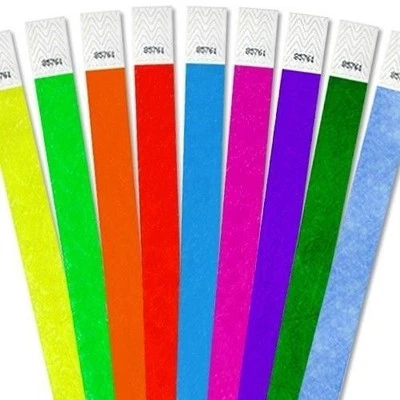 WRISTCO 100, 500, 1,000 Count Tyvek Admission Wristband for Events – Choose your Color