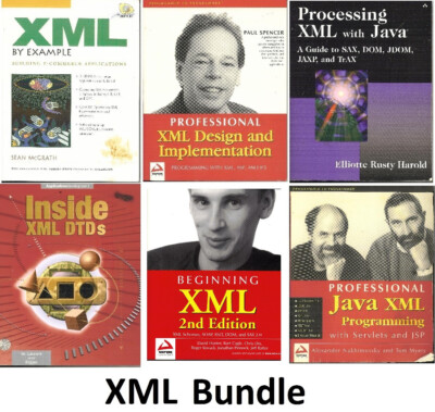 (Lot of 6) XML Books: Design, Java, Implementation, Example, Inside, DTD, JSP