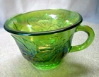 Cup Coffee Tea Anchor Hocking? Green  Depression Glass OAK LEAVES Vintage