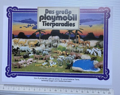 RARE 1 Feuille Pub PLAYMOBIL  Animaux 1982 LEAFLET FLYER DEPLIANT VINTAGE