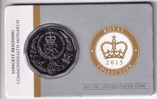 AUSTRALIAN: 2015 50 CENT ROYAL COLLECTION LONGEST - REIGNING MONARCH COIN