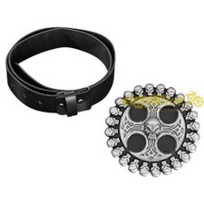 Black Leather Adjustable Belt From 80 To 125CM Skull Gothic Metal Buckle