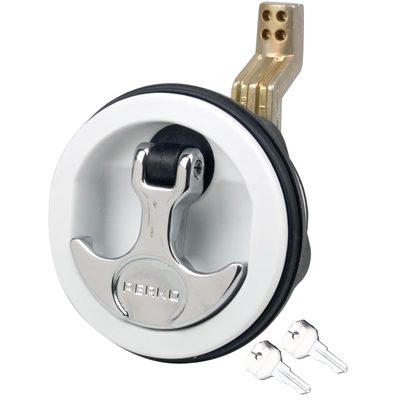 Perko Surface Mount & Latch White with Chrome Handle Offset Cam Bar 3/4 - 2-3/8''