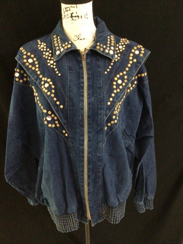 Embellished Denim Jean Jacket Size 