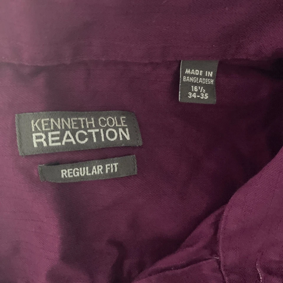 Camisa Kenneth Cole Reaction para hombre talla 16 1/2 abotonada púrpura Foto 3 de 4