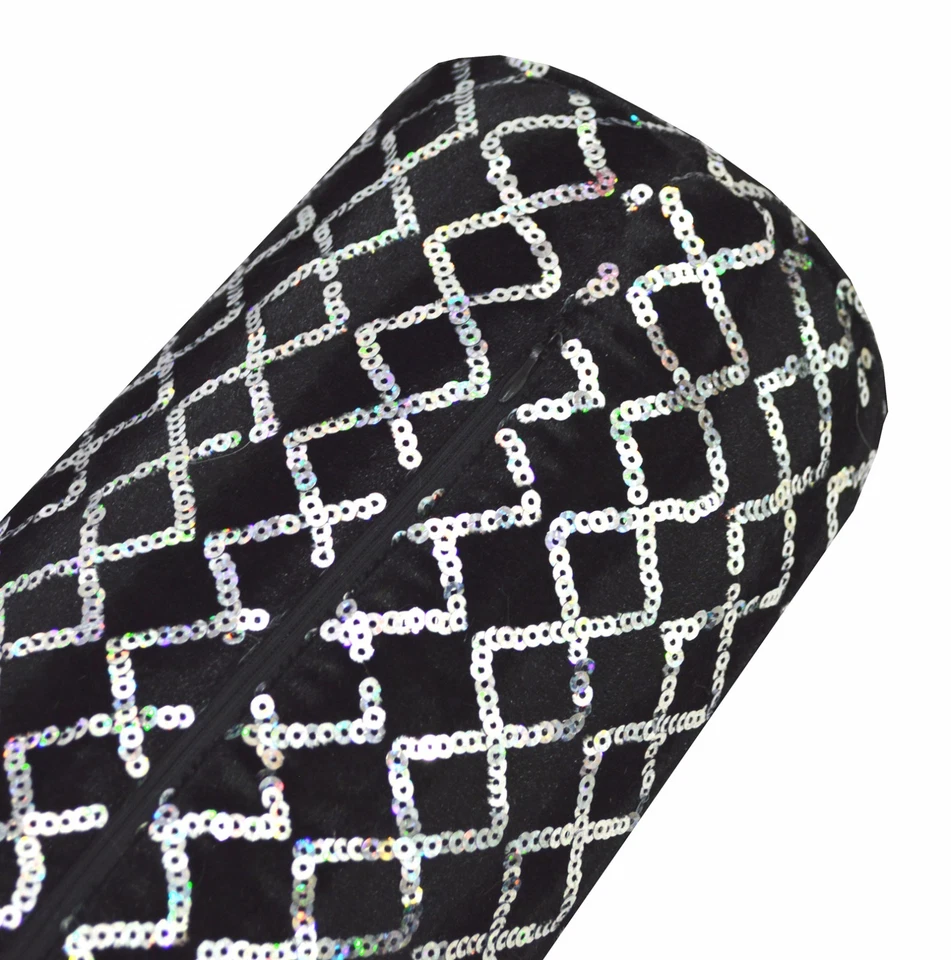 ms01g Funda Cojín Yoga Reforzada Lentejuelas Plateadas Estilo Terciopelo Brillo Negro Foto 3 de 4