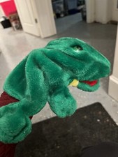 PUPPET GREEN YELLOW FROG SOUNDS HANDCRAFTED PLUSH STUFFED ANIMAL TOY Cl