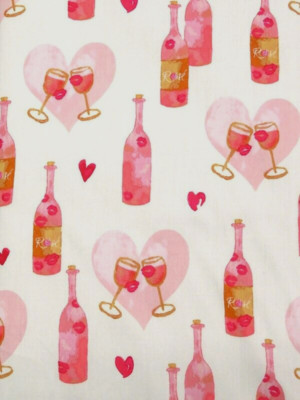 A Toast to Love - Clinking Glasses/Hearts Cotton Sateen Shirting - Designer