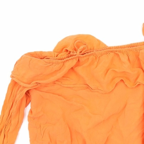 H&M Girls Orange Viscose blend T-Shirt Size 14 Years - Cut Out Shoul - Picture 7 of 12