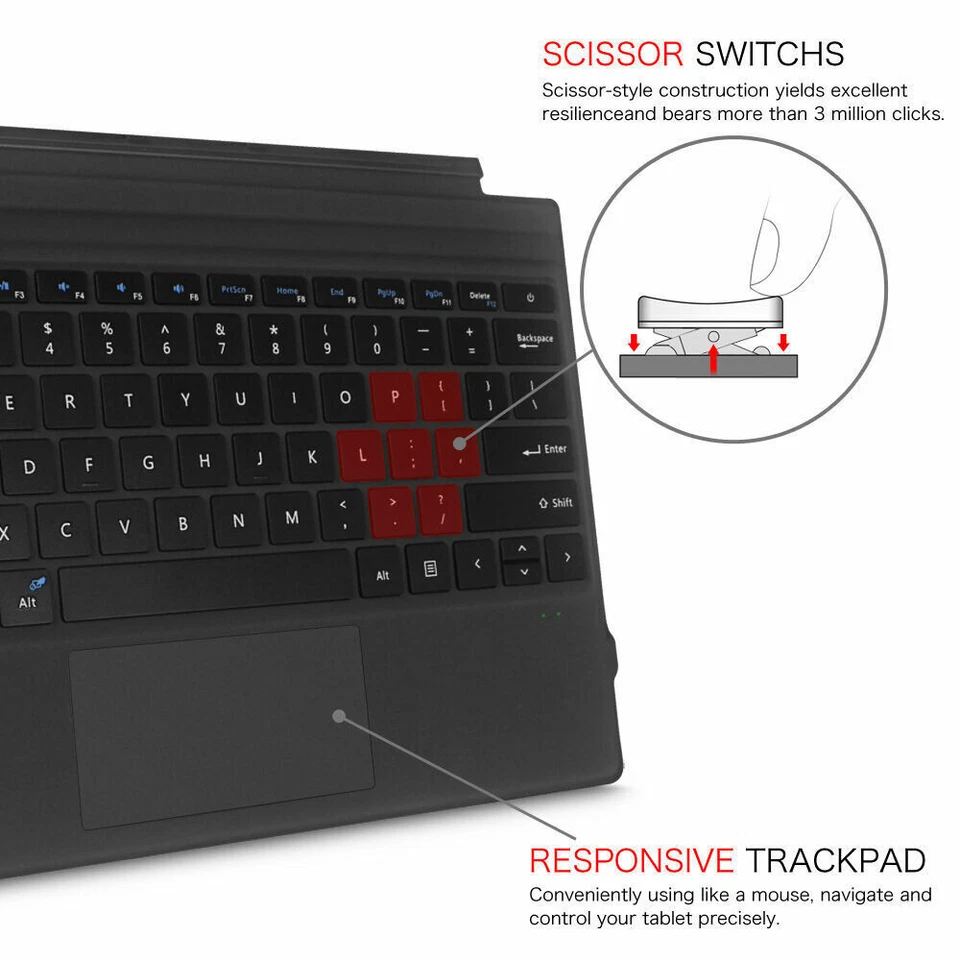 Wireless Bluetooth Keyboard Cover Magnetic for Microsoft Surface Pro 7/6/5/4 - Image 4 of 4