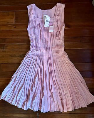 Chanel Light Pink Pleated Midi Dress - Size 42 - NWT