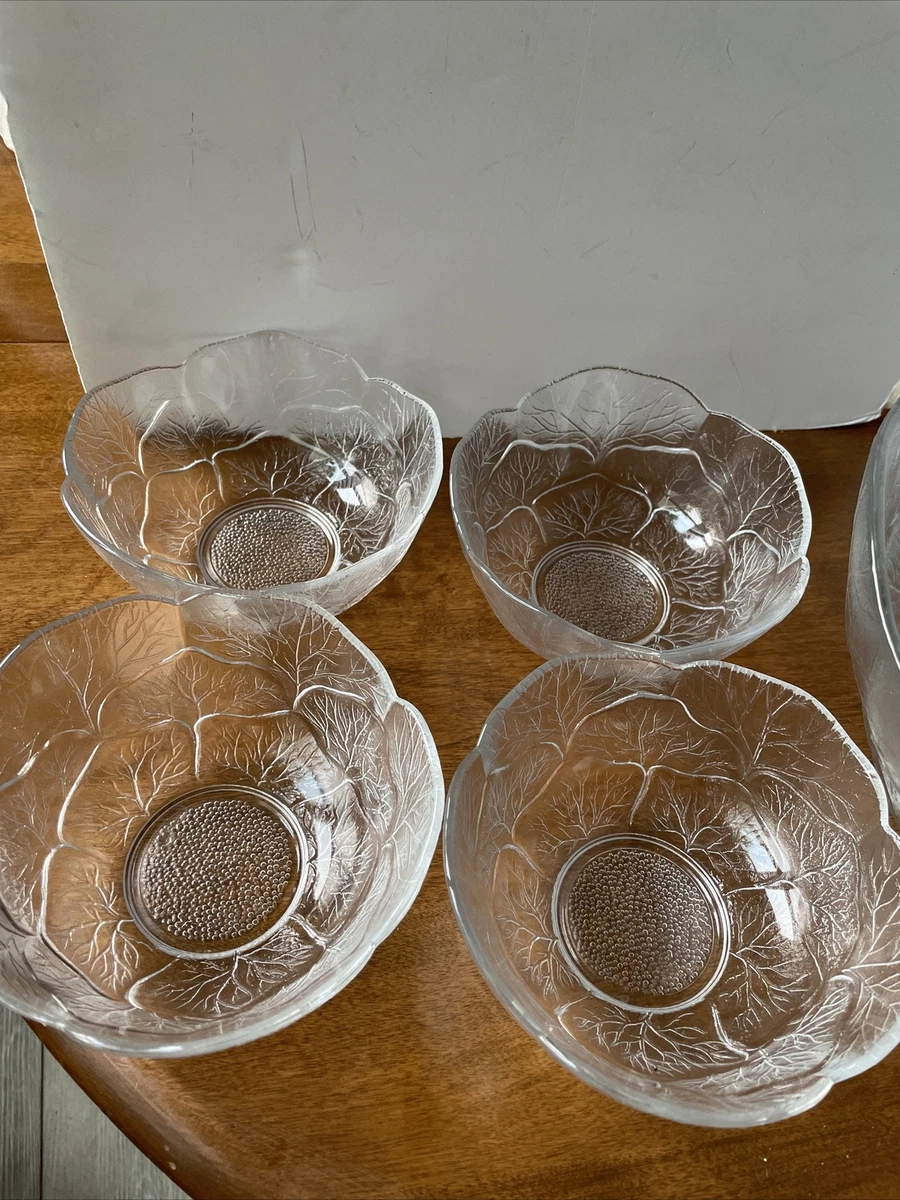 Clear Crystal Glass Salad Bowl Set Borgonovo Italy Table Skapes 5 piece set