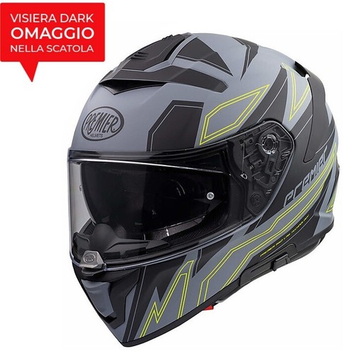 Casco Moto Integrale In Fibra Premier DEVIL EL Y Grey BM Grigio Nero Verde  Opaco | eBay