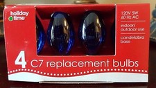 Holiday Time Blue C7 Replacement Bulbs 120V 5W 60Hz AC 4-Count