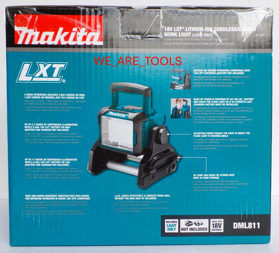 Новый в коробке Makita светодиодный рабочий свет 18V DML811 беспроводной аккумулятор или проводной 18 вольт - Изображение 3 из 4