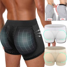 Mens Padded Underwear Butt Lifter Boxer Briefs Shorts Hip Booty Shaper Underpant
