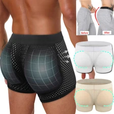 Mens Padded Underwear Butt Lifter Boxer Briefs Shorts Hip Booty Shaper Underpant