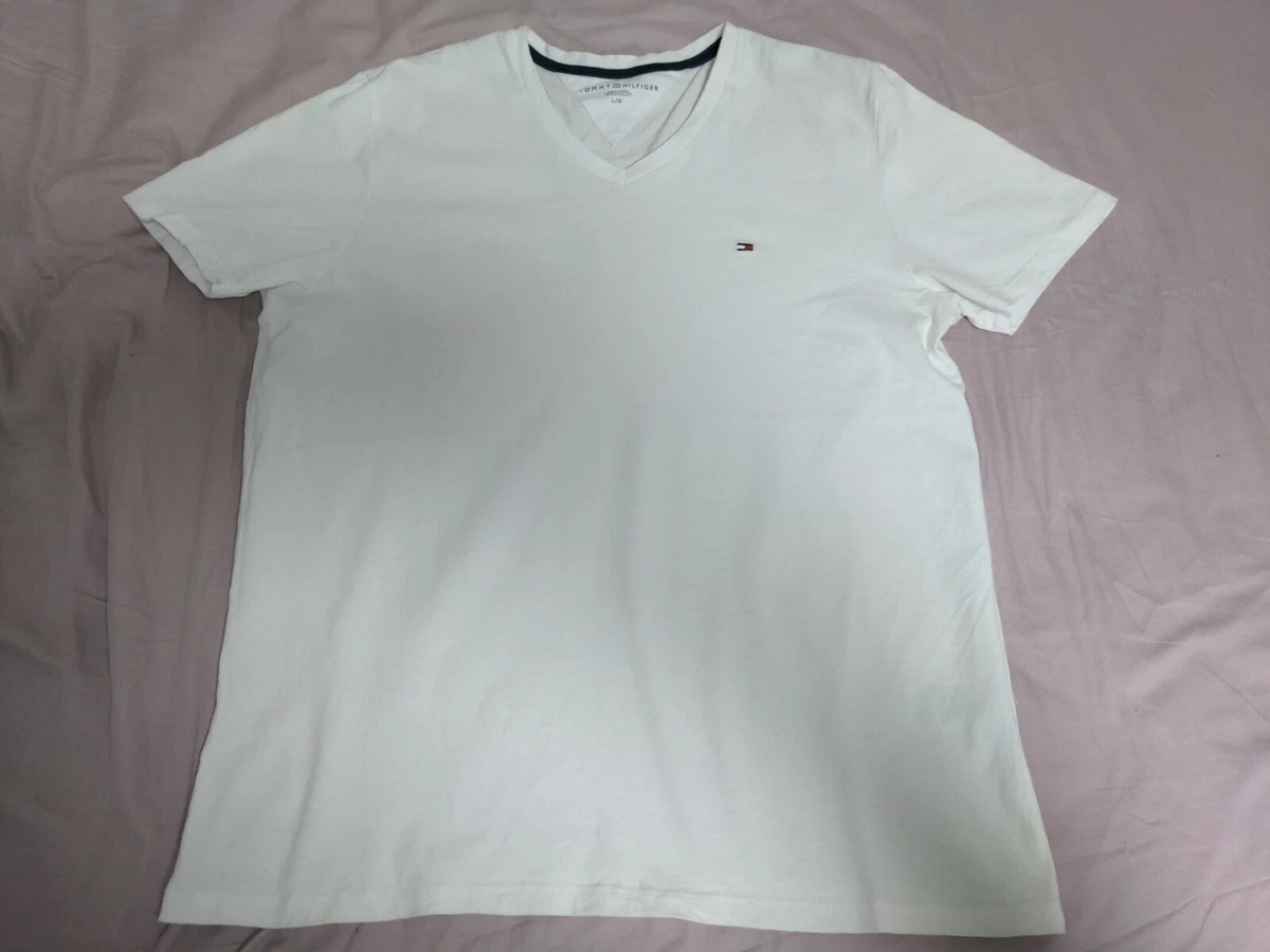 Tommy hilfiger white v neck t shirt top