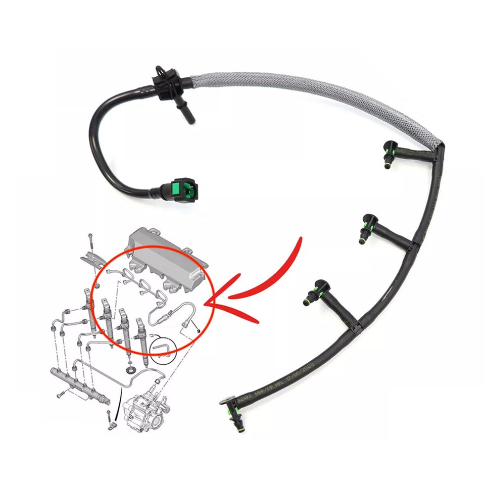 Tuyau De Fuite Injecteur Ford Transit 2.2 TDCi MK7 MK8 Custom - Référence OEM 1761934 9801197080 - 3